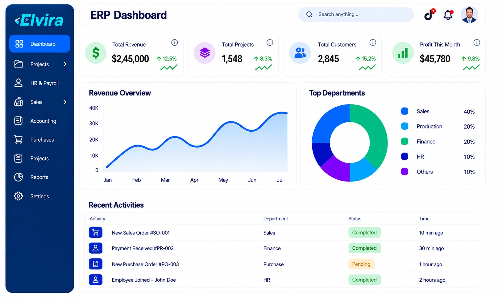 Custom ERP Dashboard Illustration